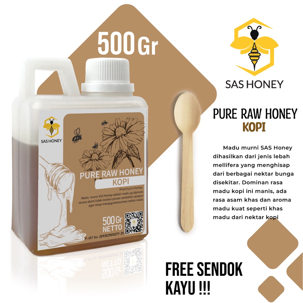 

Madu Asli Murni 500gr Sas Honey Nektar Bunga Kopi