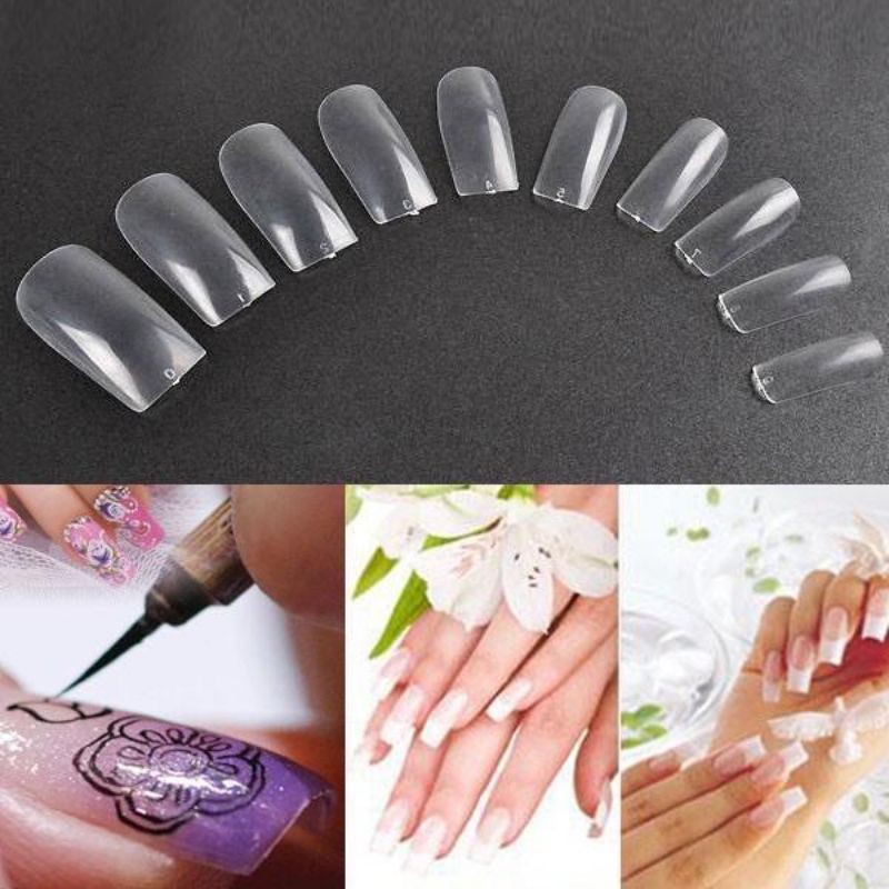 500PCS Fake Nail kuku palsu akrilic transparan untuk Nail Art