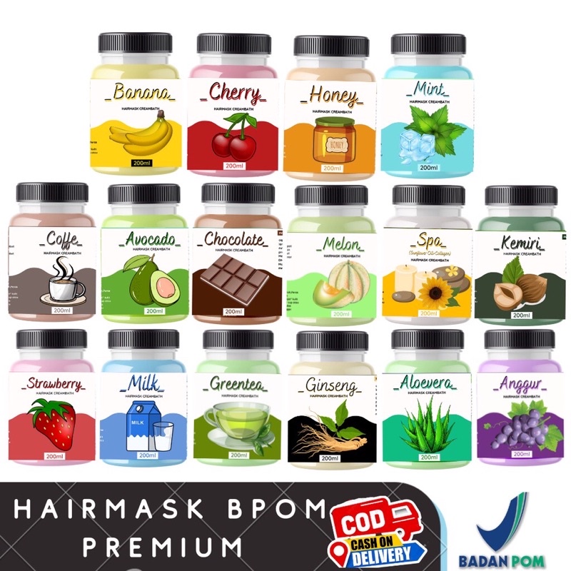 HAIR SPA .MASKER RAMBUT BPOM . HAIR MASK .CREAMBATH.  HAIR MASK PREMIUM . MASKER RAMBUT ALA SALON 200MLp