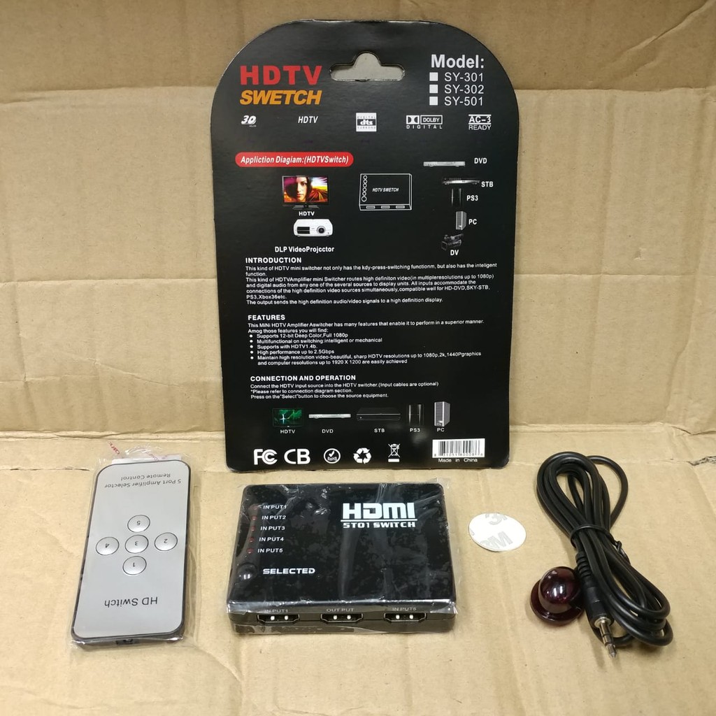 HDMI Switch 5Port With IR Plus Remote 501