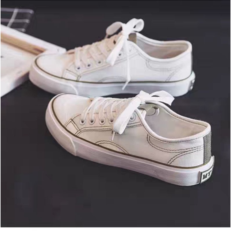 [ PAKAI DUS SEPATU ] IDEALIFESHOES Sepatu Wanita Sneaker Putih Garis Biru Import Sport Sepatu Casual Korea Style Murah-HIJAU