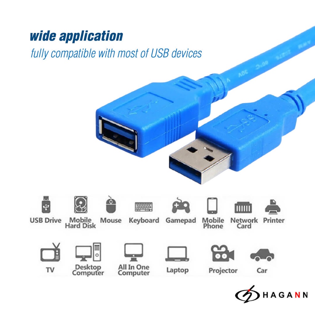 Kabel USB 3.0 Male to Female Extension Sambungan Perpanjangan 3M Cable 3 Meter Extention