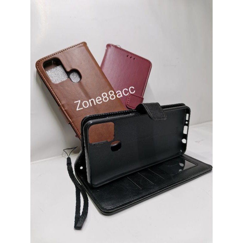 Samsung A21 s A21S Leather Case Flip Cover Casing Sarung Dompet Wallet Kulit Diary Buku Book Folio