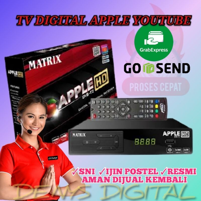 Jual DVB T2 STB Matrix Apple Merah HD Set Top Box TV Digital Set Top