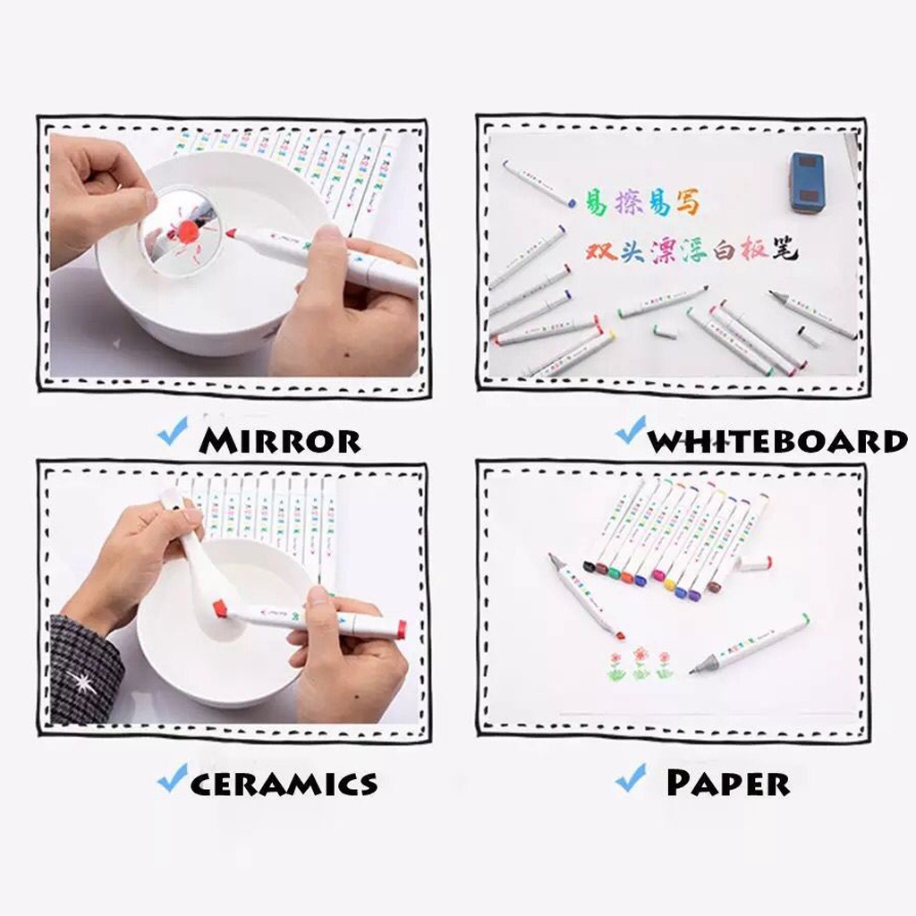 INDOMINI Spidol Ngapung 1 set isi 8 pcs Spidol Papan Tulis Whiteboard Marker Floating Marker Spidol Apung Spidol Ajaib Magic Marker S023