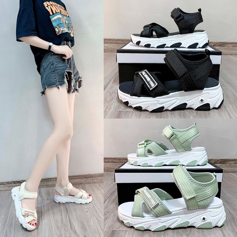 Favorite &quot;FREE BOX&quot; Sandal Gunung Wanita Trendy Sandal Wedges Velcro Kasual Fashion Anti Slip Import Premium Quality 9021