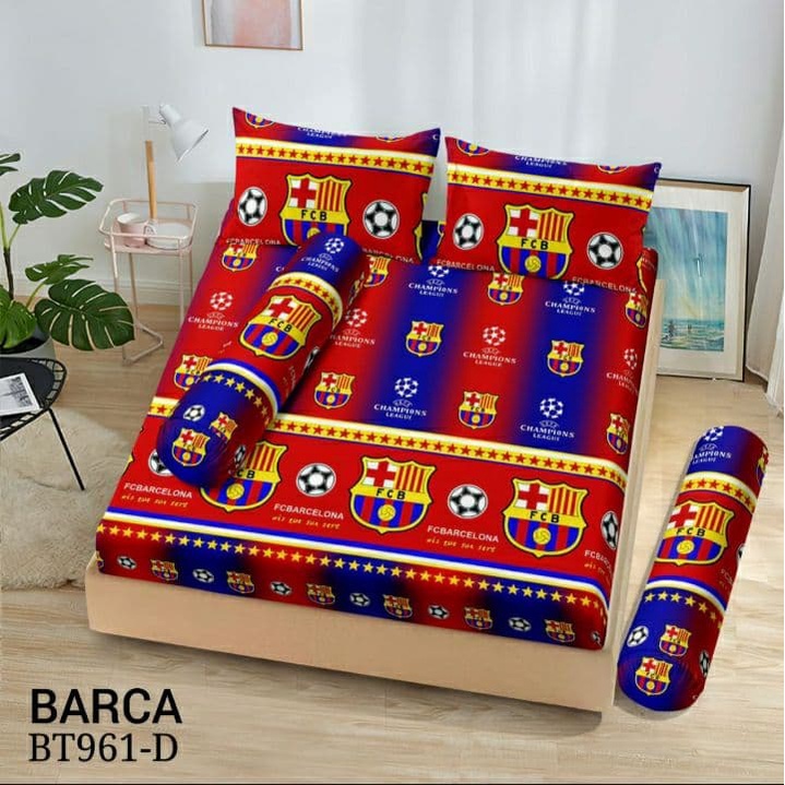 SPREI MOTIF BOLA BARCA UK 180X200/SPREI BARCA/SPREI BOLA/SPREI HOMEMADE TERMURAH