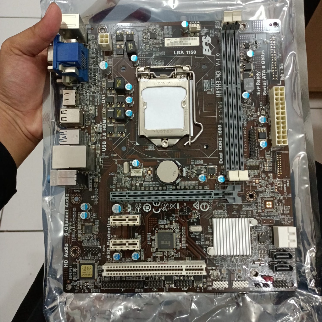 Promo Motherboard H81 1150 Ddr3 Ecs HDMI, USB 3.0 Bonus Batray Cmos