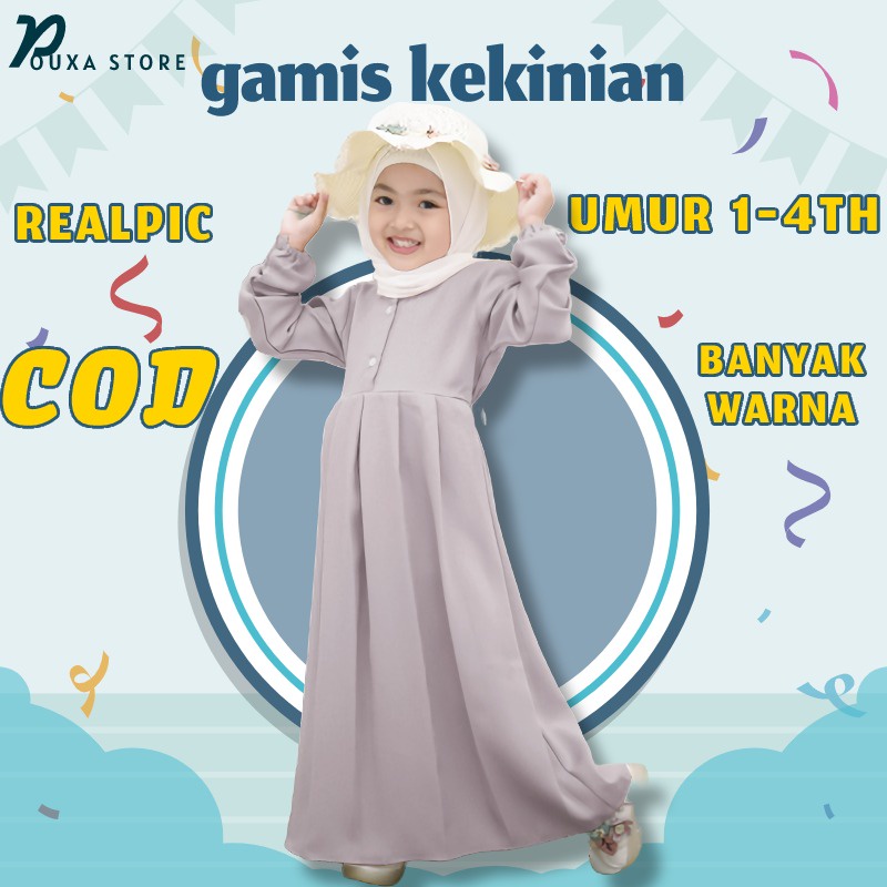 Dress Baju gamis Anak Bayi Balita Perempuan Umur 1 2 3 4 tahun Terbaru Cewek Kecil Muslim Muslimah S
