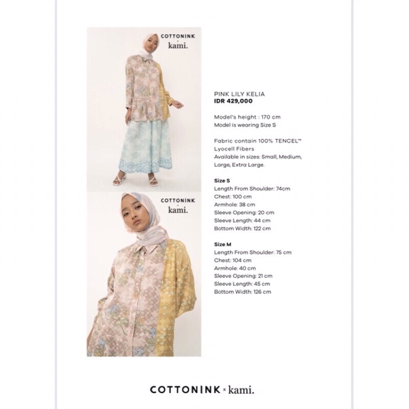 cottonink x kamii PINK LILY KELIA Sz S PRELOVED LIKE NEW