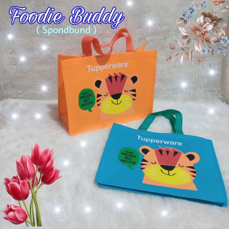 Tas foodie Buddy Tupperware bahan  spondbund  / Tas Ulang Tahun /Godie bag / Tas Souvenir/ tas bekal