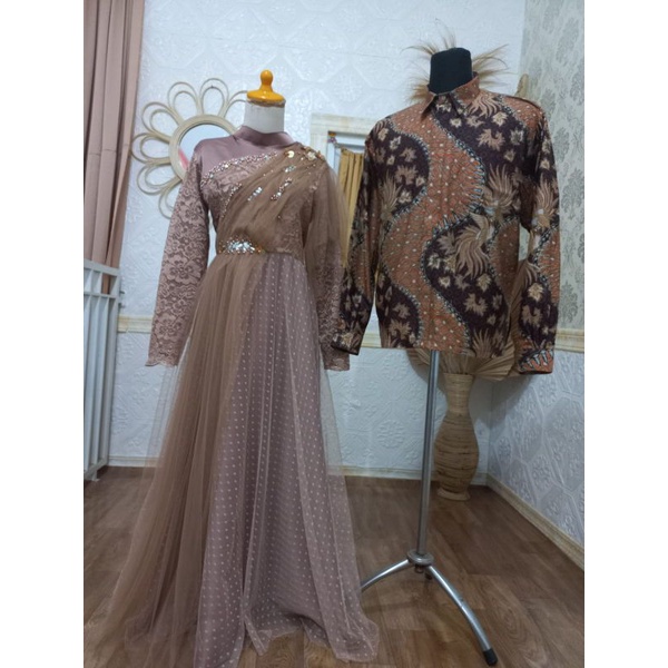Kebaya gamis dress couple batik / baju lamaran / Kebaya nikahan