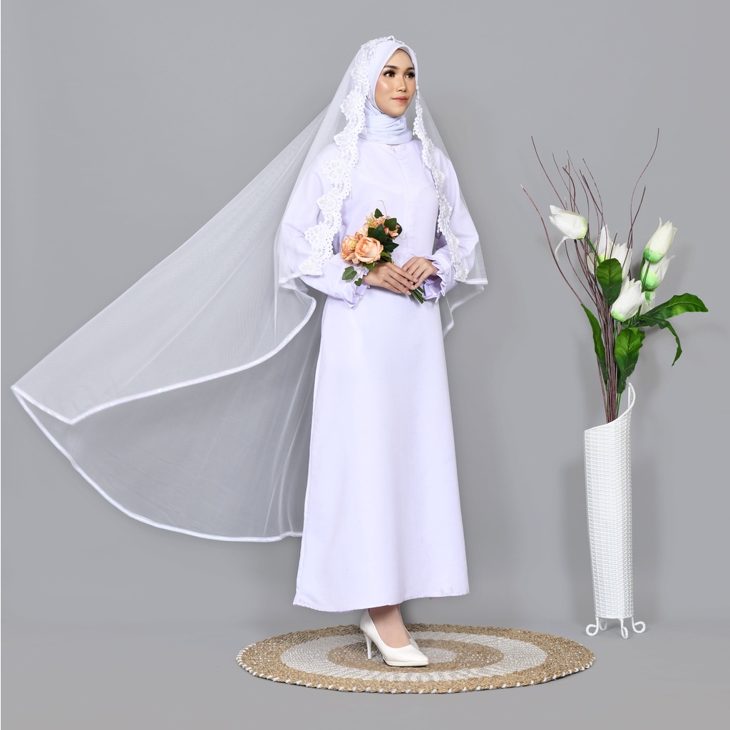 Slayer pengantin BORDIR NEW veil payet Mutiara veil sunting pelaminan wedding aksesoris fashion muslimah Hijab manten kerudung berkualtis