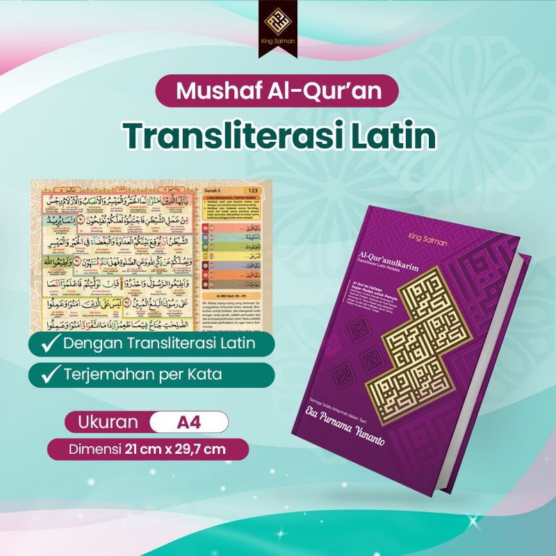 Al-Qur'an King Salman Desain Luxury Terjemahan Hafalan Tipe Terjemah Perkata Transliterasi Latin Bisa untuk Ngaji Murojaah Tadarus Menghafal Cinderamata Wakaf Bisa Custom Nama Ukuran Besar A4
