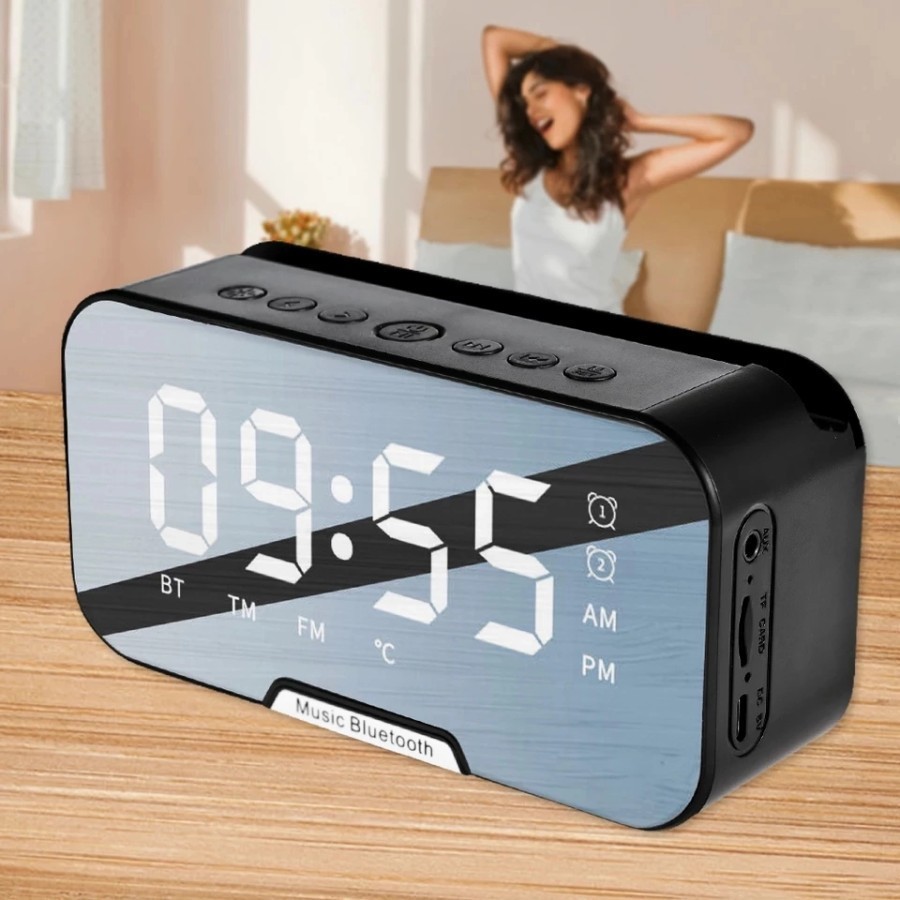 Speaker Bluetooth 5.0 Jam Alarm LED Display + Standing Hp -Kimiso K10 Speaker