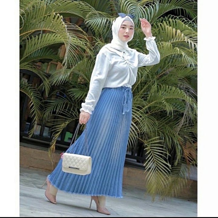 PLISKET JEANS PREMIUM/ROK WANITA/ROK JEANS