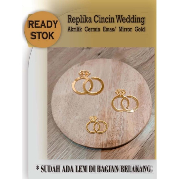 replika cincin wedding-akrilik mirror gold