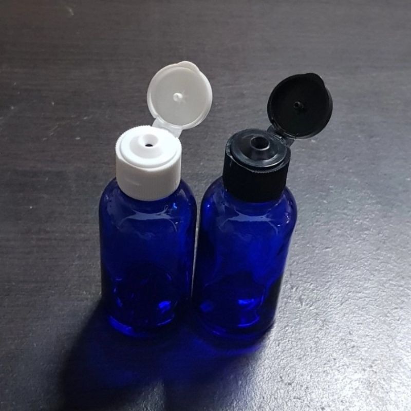 botol kaca 30ml tebal biru tutup fliptop