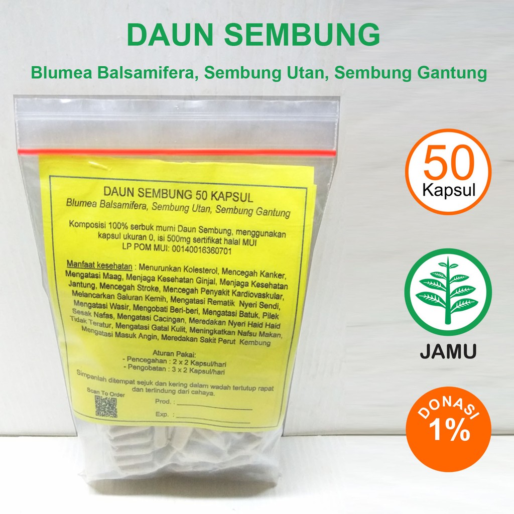 

DAUN SEMBUNG KAPSUL Kolesterol Stroke Jantung Nyeri Haid Ginjal Maag Masuk Angin Wasir