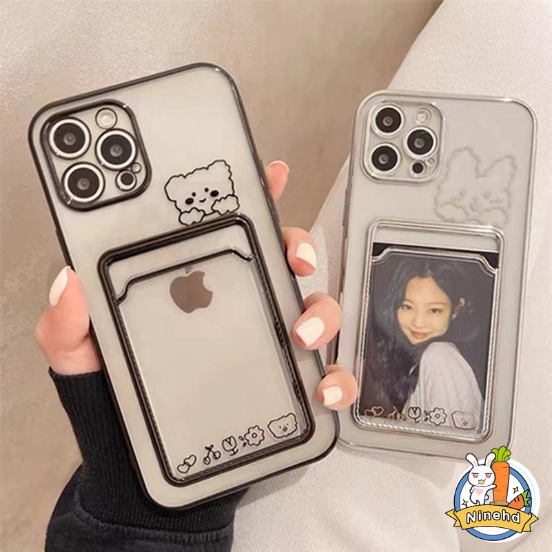 Soft Case TPU Transparan Shockproof Anti Jatuh Dengan Slot Kartu Untuk iPhone 13 12 11 Pro Max X Xr Xs Max 8 7 6 6S Plus SE 2020