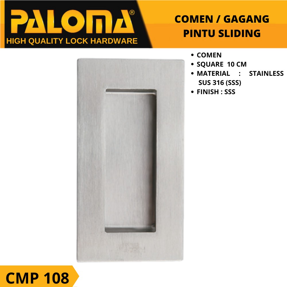 PALOMA CMP 108 COMEN SQUARE 10CM STAINLESS GAGANG PINTU SLIDING SSS