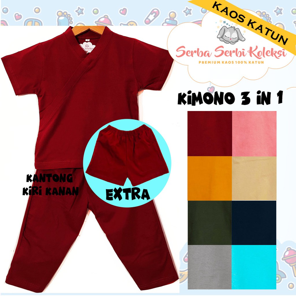 PIYAMA PREMIUM KAOS  ANAK 100 KATUN LENGAN PENDEK 3 in 1 