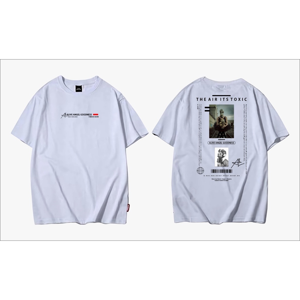 KAOS DISTRO STREETWEAR AIR TOXIC PUTIH CASUAL / KAOS PRIA DISTRO / KAOS OVERSIZE PRIA / KAOS JAPANES