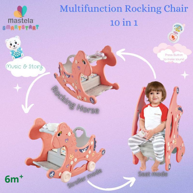 MASTELA Rocking Chair 10 in 1 MULTIFUNGSI kuda ayun kursi makan anak