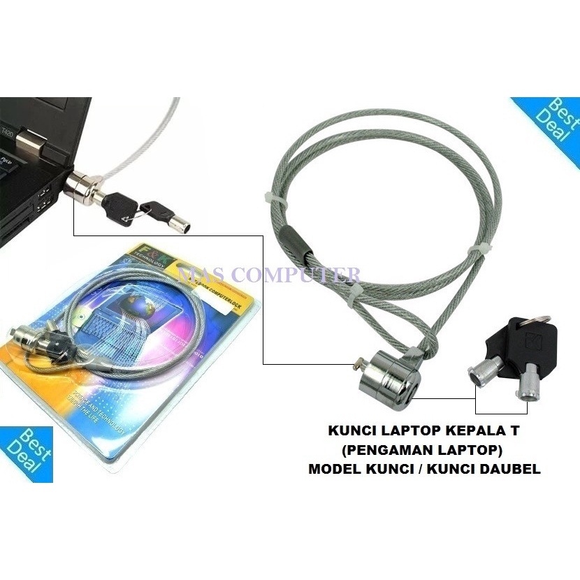 KUNCI LAPTOP MODEL KUNCI / KUNCI LAPTOP MODEL PIN / KUNCI LAPTOP MODEL KEPALA T / KUNCI LAPTOP F&K NOTEBOOK/LAPTOP COMPUTER LOCK KUNCI DAUBEL-F&K KUNCI