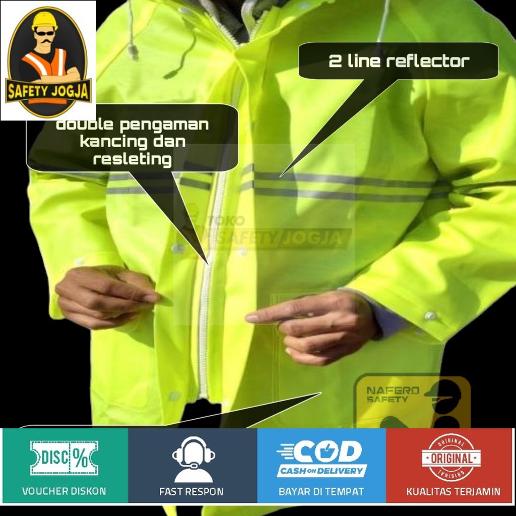 JAS HUJAN PROYEK SAFETY BAJU CELANA RAINSUIT BAHAN PVC POLYCARBONATE TEBAL DAN TIDAK LECEK PREMIUM