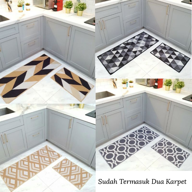 Keset Karpet Dapur Sultan Minimalis Modern Tebal Dapet 2 Karpet (40x60cm &amp; 50x120cm) Anti Slip / Karpet Dapur Kekinian / Kitchen Set