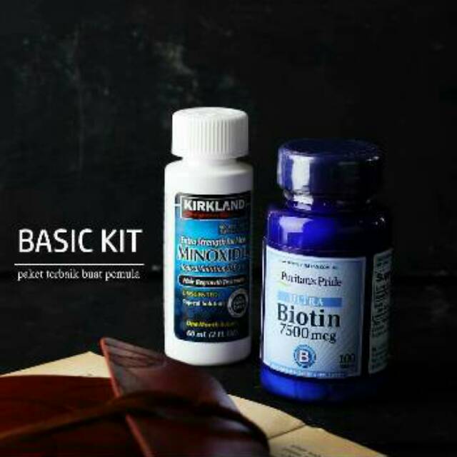 PAKET HEMAT MINOXIDIL DAN BIOTIN 7500mcg Penumbuh brewok jenggot dan rambut