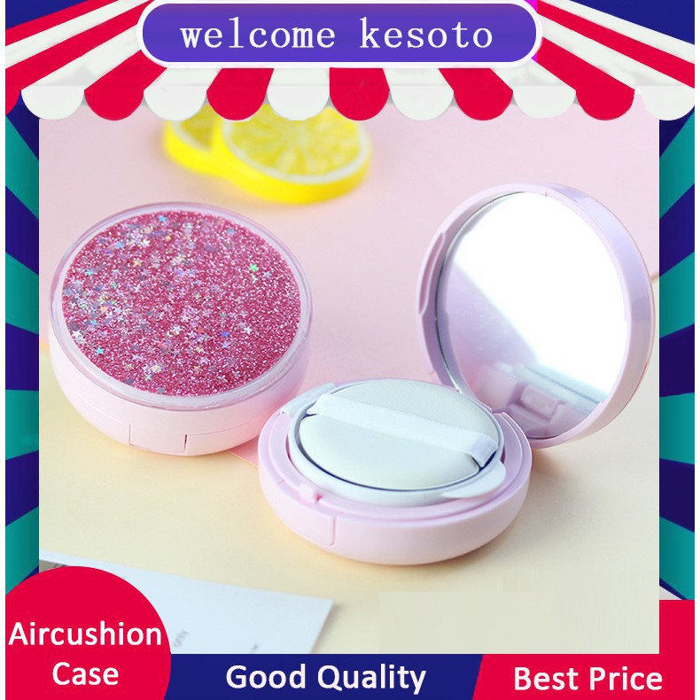 Tempat Penyimpanan Bedak Padat Warna Pink dengan Spons Tempat Penyimpanan Bedak Padat Warna Pink dengan Spons