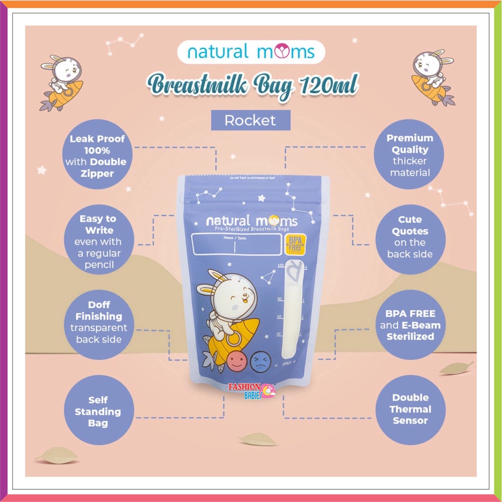 KANTONG ASI | NATURAL MOMS BREASTMILK STORAGE BAG 100 120 200 ML | KANTONG ASI PLASTIK DOUBLE THERMAL SENSOR