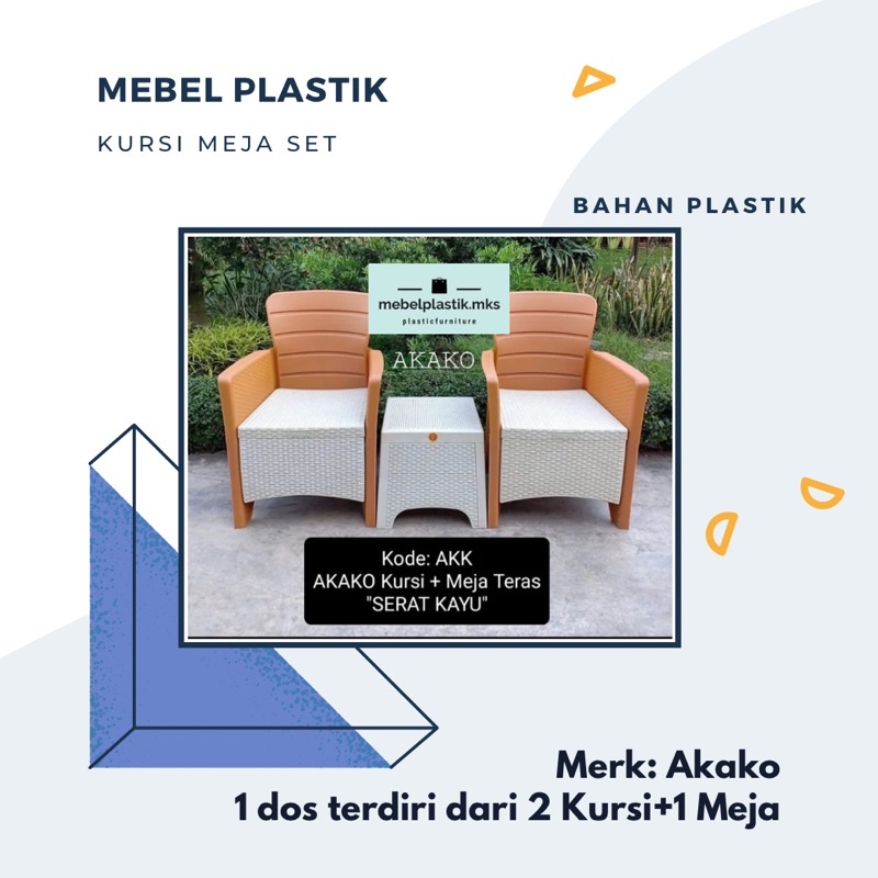 Kursi Meja Set Akako Rotan Coklat