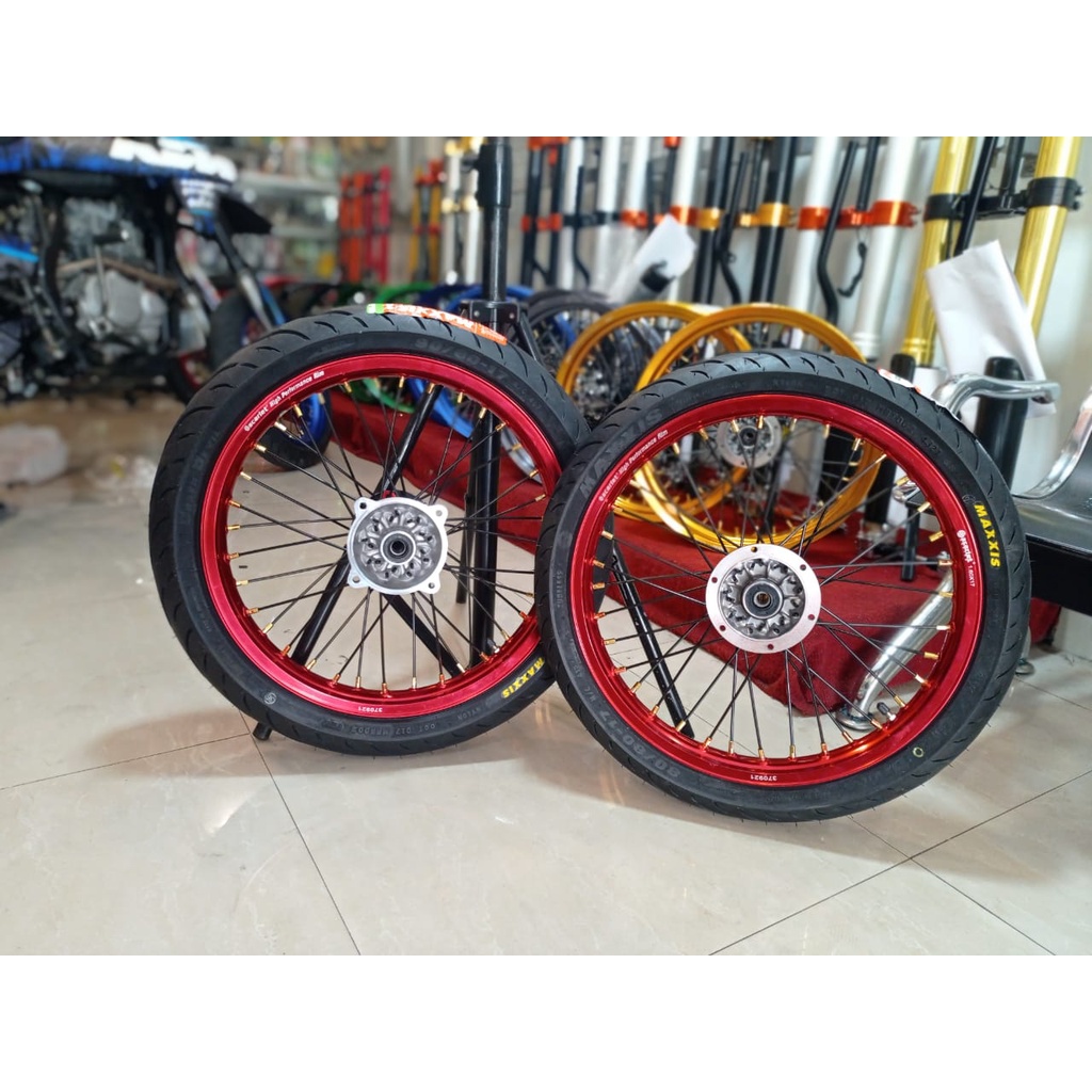 Paket Hemat WHEELSET BAN SET VELG SUPERMOTO MAXXIS SCARLET EXPEDITION SUMO CRF 150L KLX 150 WR 155