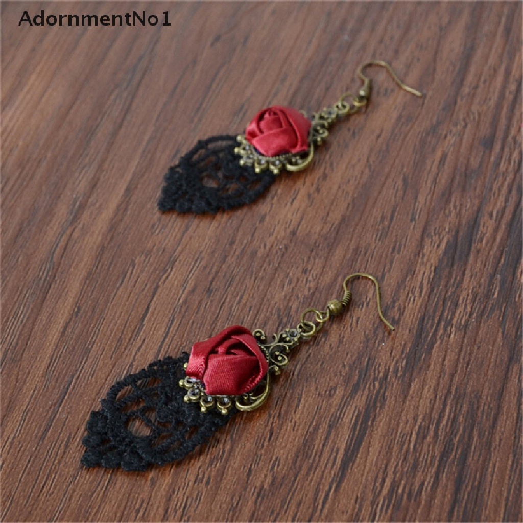 (AdornmentNo1) 1pc Anting Tusuk Gantung Desain Bunga Lace Gaya Gothic / Victoria / Retro / Vintage Untuk Wanita