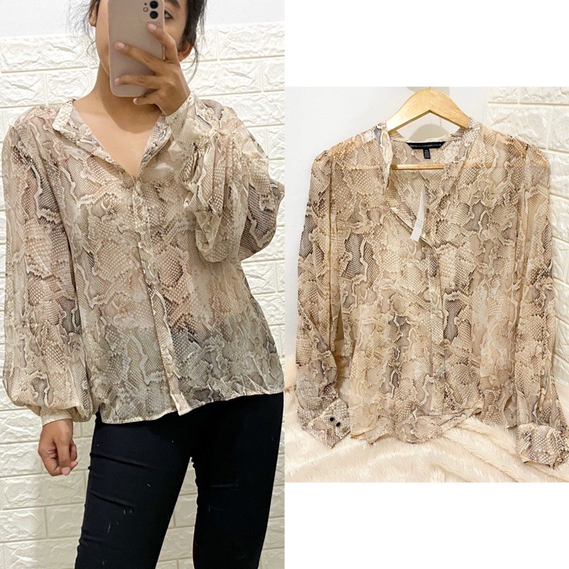 Whbm Blouse Wanita Snake Print