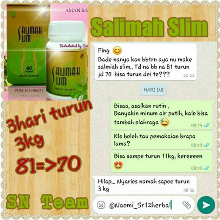 SALIMAH SLIM SR12 | PELANGSING BADAN OBAT DIET HERBAL | PELANCAR PENCERNAAN | KECILKAN PERUT BUNCIT