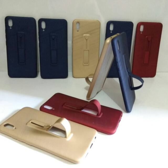 Case Vivo Y91 Y95 Y93 V11 Pro Soft Case Smart Grip Hand Grip Holder Stand Slim Carbon