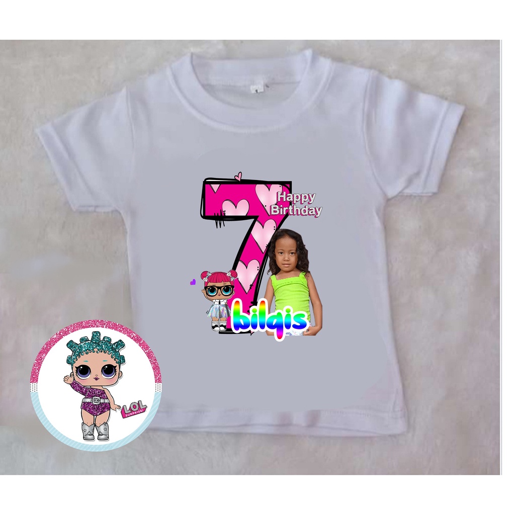 Kaos Ultah anak Perempuan Bahan pe lembut sablon dtf kaos Ulang Tahun