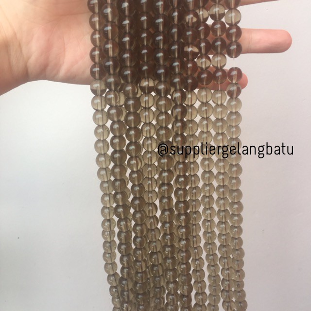 bahan batu kuarsa coklat smoky quartz healing yoga therapy 10mm bead aksesoris bead gelang kalung