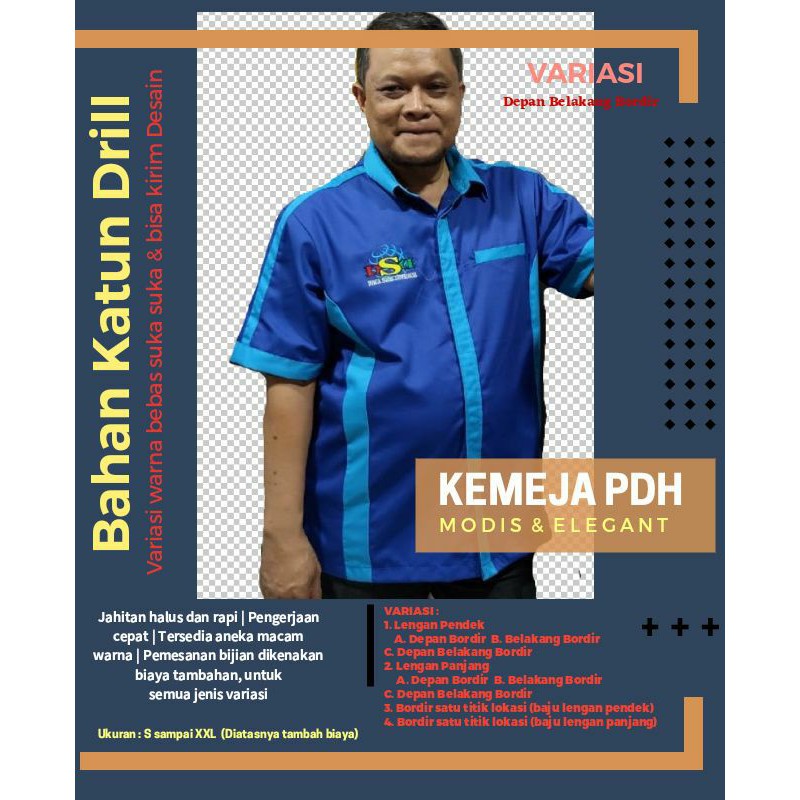 kemeja PDH costum bordir harga ecer