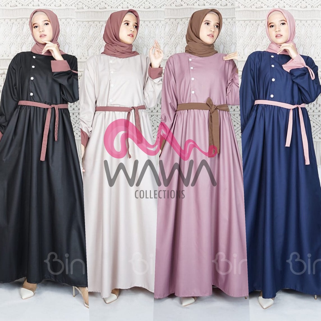 Pakaian Wanita Atasan Karen Maxi Dress Toyobo Premium Polos Jumbo Ld 136 Gamis Cina Syari Ori Binti