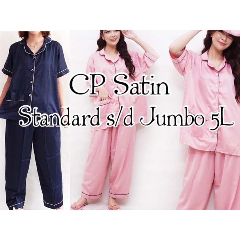 bajutidur piyama cp satin ld 104 110 120 130 140 5L piyama lengan pendek celana panjang