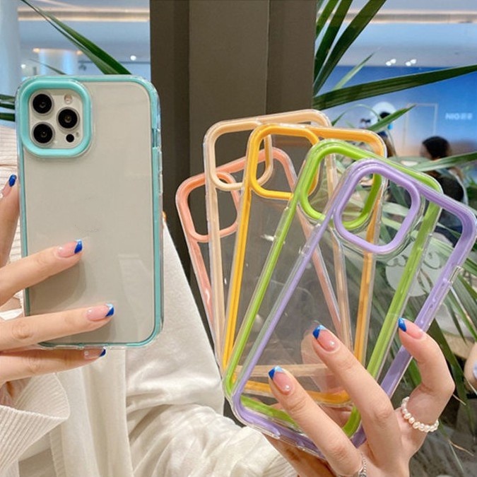 Colorful Frame 3 In 1 Lens Protection Phone casing for IPhone 13 12 11 Pro Max X Xs Max XR 8 7Plus Crystal Shock Resistant