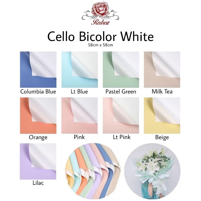 

Flower Wrapping / Kertas Bunga / Flower Paper Cellophane 2 warna BICOLOR WHITE