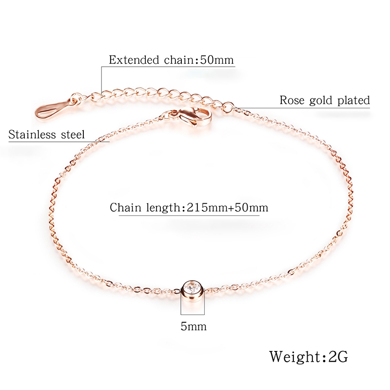 Gelang Kaki Rantai Bahan Titanium Steel Warna Rose Gold Gaya Korea Untuk Wanita Anti-rust anklet titanium-8