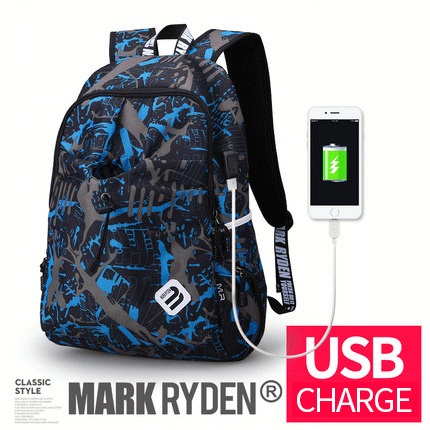 Mark Ryden Tas Ransel Laptop dengan USB Charger Port - MR-WH6008CD - Dark Blue