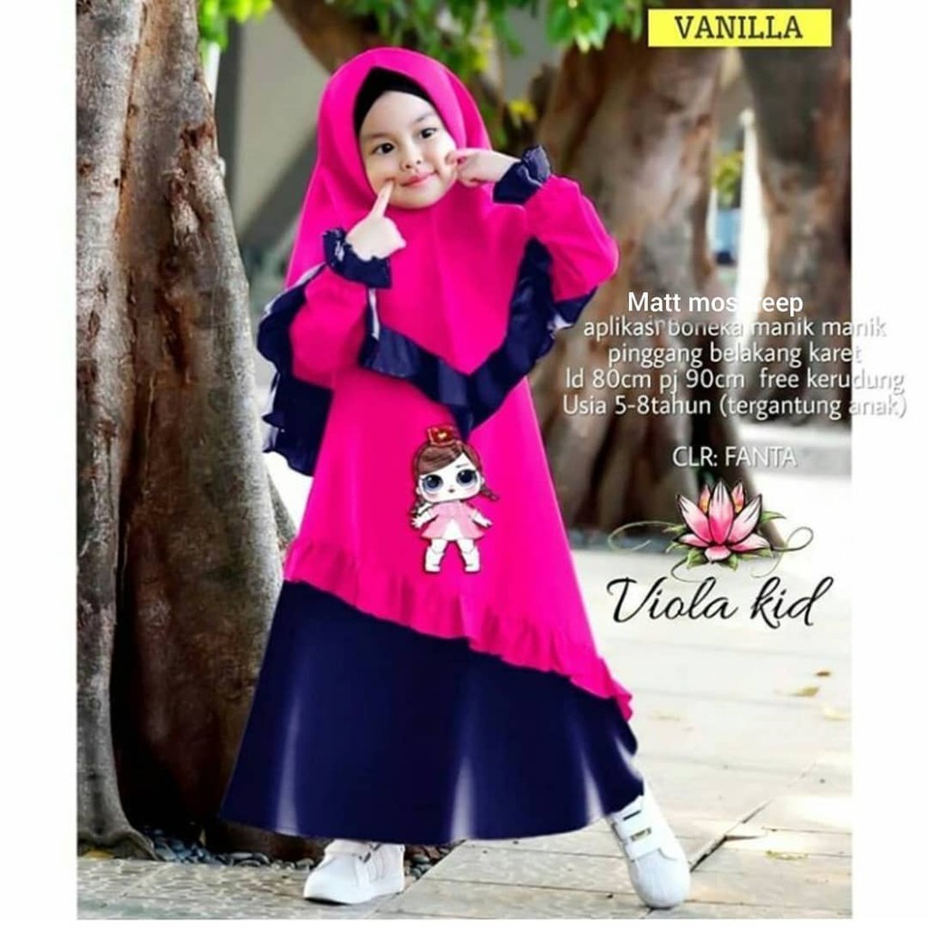 VIOLA SYARI KIDS Gamis Anak 6-8 tahun Panjang Trendy 2021